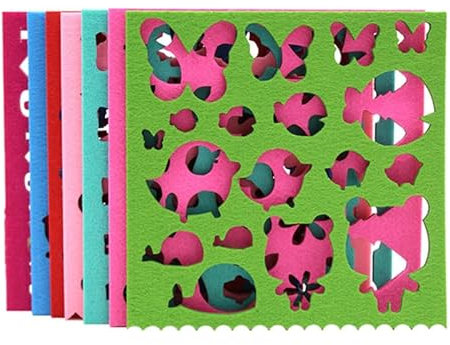 Tofficu 7-teiliges Nadelfilz-Vorlagen-Set, Muster in mehreren Formen, DIY-Filz-Vorlage, Nadelfilz-Applikationsform, Filzschablone, Bastelwerkzeug