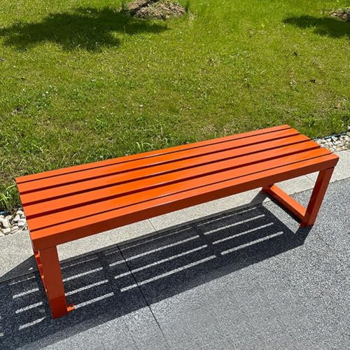 Panchina da giardino per esterni, 180 cm, in ferro, colorata, per parco, centro commerciale e spogliatoio, arancione