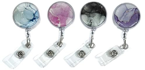 XURJUMI Llaveros Retráctiles, 4 piezas Tarjeta de Identificación Llavero Retráctil, Mosquetón de Carrete de Tarjeta y Clip de Cinturon con Cordón de Nylon Extensible para Soporte de Tarjeta ID