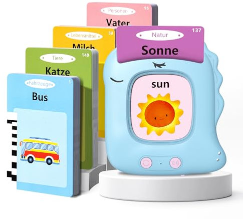 Sprechende Lernkarten Deutsch Sprechende Lernkarten Kinderspielzeug Ab 2 3 4 5 6 Jahre Sprachförderung Für Kinder Für Jungen Mädchen 112 Blätter 224 Wörter Lernspielzeug Deutsch Lernen(Blau)