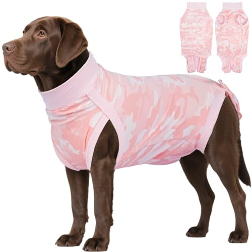 Lelepet Dog Surgery Recovery Suit, Post Surgical Body Suit for Female Male Dogs, Medical Pet Shirt, Post Op Pet Recovery Elastic Vest After Surgery, Prevent Licking Onesie, Pink 2XL