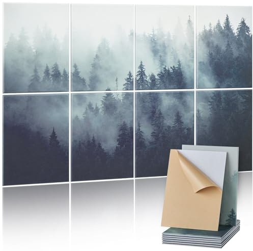 VEVOR 8er-Pack Akustikpaneele, 1200x800x10 mm, Akustik Wandpaneele, selbstklebende, schalldämpfende & absorbierende Platten für Zuhause, Büro, Studio, Spielzimmer, Theater, Wald