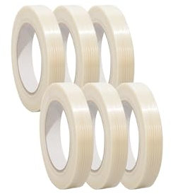 6 x Filament Klebeband glasfaservertärkt/Gewebeband transparent fadenverstärkt/Reißfest Filament Glasfaser Klebeband, Filamentband, Gewebeband transparent, Abmessungen:19mm x 50m. transparent