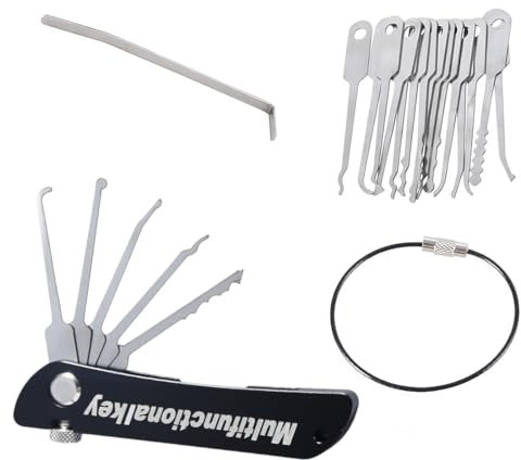 GJKLO 20-in-1 lockpicking set Keyhole Locker, Door Opening Tool, Profi Dietrich Türöffnungswerkzeug,Key Decoder Lock Picking Set, buntbartschlüssel universal (Schwarz)