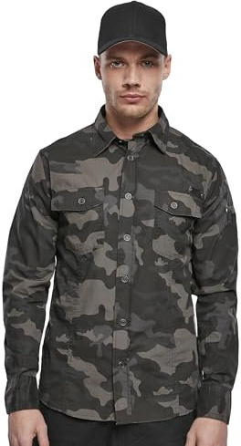 Brandit Slim Fit Shirt Long Sleeve, Color: darkcamo, Size: XXL