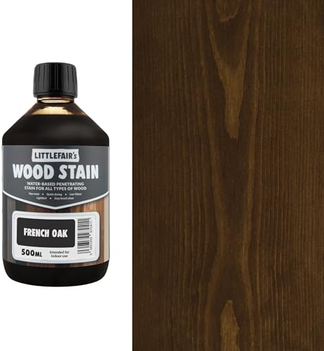 Littlefair's Wood Stain Water-Based - (French Oak) – Non-Toxic, Eco-Friendly & Quick Drying - Easy-to-Apply, Concentrated Formula for All Wood Types – 500ml