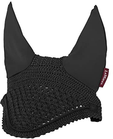 LeMieux Vogue Fly Hood in Black with Close Knit Crochet - High Density Ear Fabric - Comfortable Fit Sport Horse Wear - Large