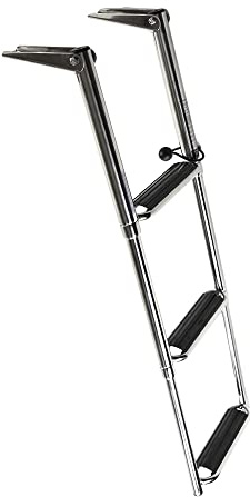 MARINE CITY Stainless Steel 3-Step Telescoping Swim Ladder with Slide Gudgeon - Sturdy, Strong & Polished - Ideal for Boats, RVs, Yachts, and Pools