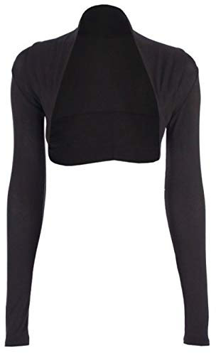 krautwear Damen Bolero Langarm Stola Bolerojacke Hochzeit Festlich Einfarbig schwarz grau rosa Navy (schwarz)
