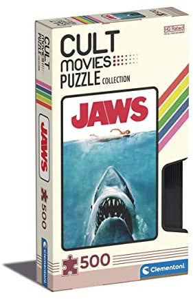 Clementoni - 35111 - Cult Movies Puzzle - Jaws - Jigsaw Puzzle 500 Pieces, Made In Italy, Jigsaw Puzzle For Adults