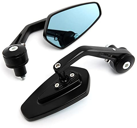 Espejo retrovisor lateral de la motocicleta Aleación de aluminio de 7/8'' y 22 mm para espejos retrovisores de extremo de barra ATV del moto de crucero de bicicletas