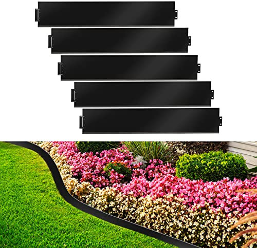 Sonnewelt Bordo per aiuole in metallo, zincato per aiuole, 5 m, 10 m, 15 m, 20 m, 25 m, 30 m, 35 m, 40 m, 45 m, 50 m, colore nero (lunghezza 5 m, altezza 15 cm)