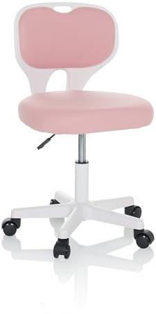 HJH Office Sedia da ufficio per bambini KIDDY TOP W Sedia girevole in tessuto, cresce con te, Rosa, 736425