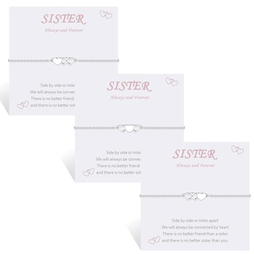MANVEN Hermanas Pulsera Corazón 316L Acero Inoxidable Regalo de Cumpleaños para Hermanas y Amigas Mujer y Niñas Joyería Familia Amistad