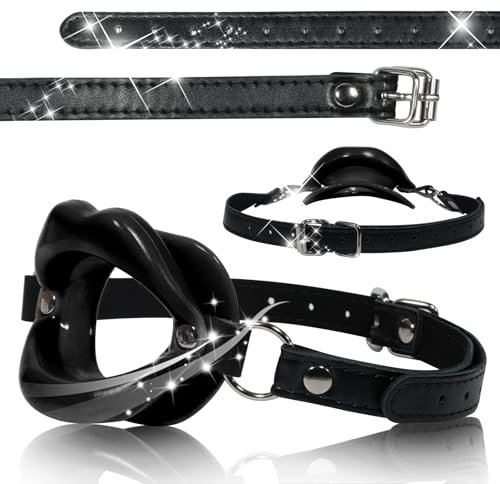 Knebel Silikon Mund Gag Ball mit Einstellbar Belts BDSM Bondage Mundknebel Sklaven Fetisch Spielzeug O-ring ballgag für Oral Sex für Paare, Frauen, Männer (Black)
