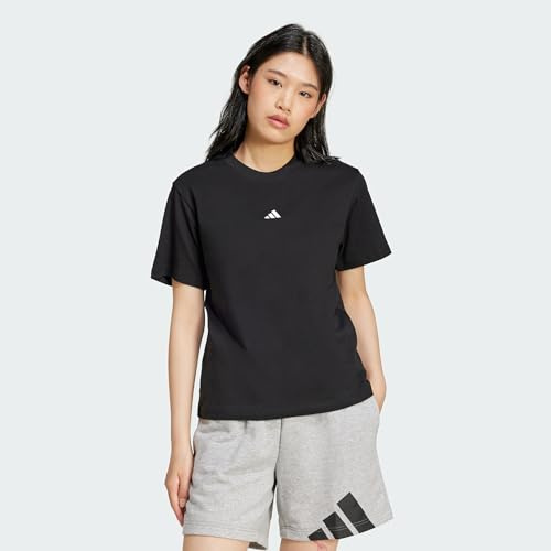 adidas Women's Essentials Small Logo Cotton Shirt, Black/White, XXL