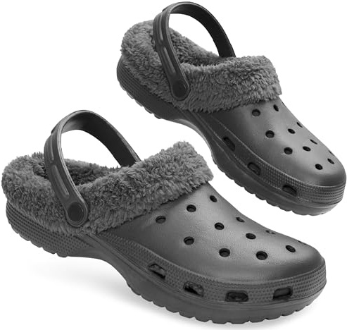 CityComfort Zuecos Invierno con Forro de Sherpa para Hombre - Regalos Hombres (Gris, 42 EU)