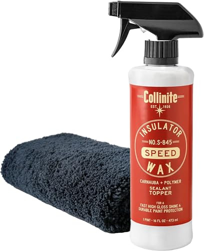 Collinite S-845 - Cera isolante Speed-Carnauba + sigillante polimerico + tappo in cera spray lucida + protezione della vernice & idrofobo durevole Risultati rapidi e pulizia + Microfibre 40 x 40 cm
