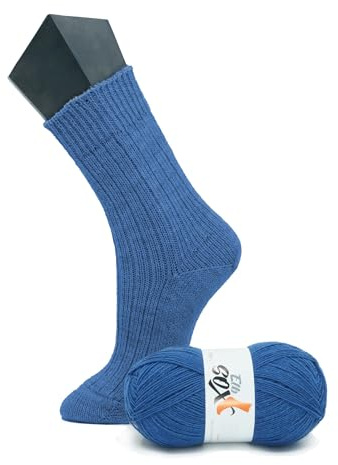 ElbSox Pier 4–4 gånger strumpull, Stickning, 100 g ull som nystan med en löplängd på ca 420 m, passar för ett par strumpor upp till storlek 46, färg 003 – djuphavsblå