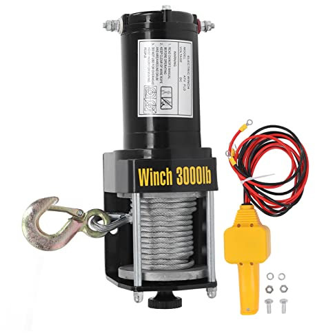 XTevu Kit de treuil électrique avec télécommande, capacité de 24 V, 1 300 kg, mini support de câble en acier pour treuil électrique pour remorquage de VTT, UTV, camion, jeep,