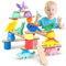 Miyacare Dinosaurier-Stapelspielzeug aus Holz, Montessori Holzspielzeug ab 3 4 5 6 Jahren Stapelspiel, Holz Motorikspielzeug, Weihnachts-Geschenke für Kinder