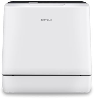 Hermitlux Lave-vaisselle de Table 5 Couverts sans Hublot, 6 Programmes, Séchage Hygiénique 73h, Mode Bébé 75°C, Réservoir 5L ou Branchement Robinet, Sans Installation