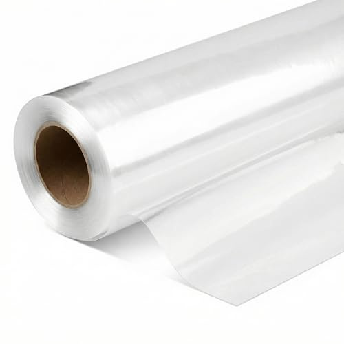 QWORK® Rollo de envoltura de celofán, 86 cm x 35 m, papel de regalo transparente, papel regalo rollo, para envolver flores, regalos
