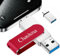 Chasisna Pendrive Phone de 256 GB, pendrive para Phone 3 en 1,Pen Drive Phone, Pad, Tabletas, PC y Teléfonos Android con USB C，Memoria Externa iPhone para Guardar Más Fotos Vídeos(Rojo)
