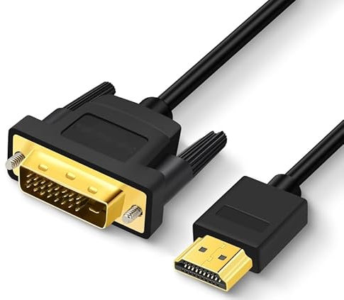 Cavo HDMI a DVI 1M, Cavo Adattatore su DVI a HDMI, Bidirezionale D-VI-D 24+1 a H-DMI Adattatore ad Alta velocità, 1080P Full HD,HDTV Cavi Video Digitale,pour Proiettore,Laptop,TV,PC,Lettore DVD