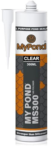 MyPond MS300 Marine Sealant Clear, Window Sealer, Pond Sealer for Leaks Concrete Glass Metal, MS Polymer Adhesive 4x Stronger than Aquarium Silicone Caulking, Pond Liner Adhesive, Clear Sealant, 300ml