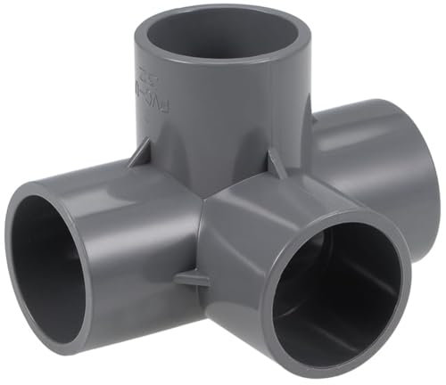 TA-VIGOR 10Pcs 32mm PVC Pipe Fittings, 4-Way Elbow Tee Corner Connectors, Slip Right Angle 4 Way Tee Pipe Splice Joints for Garden Water Pipe and Irrigation Systems, Grey