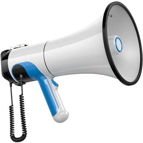 Megafon 80 W bärbar Bullhorn-högtalare med 2 000 m räckvidd, uppladdningsbart batteri, inspelning och uppspelningsfunktion, ett klick larm för offentliga meddelanden