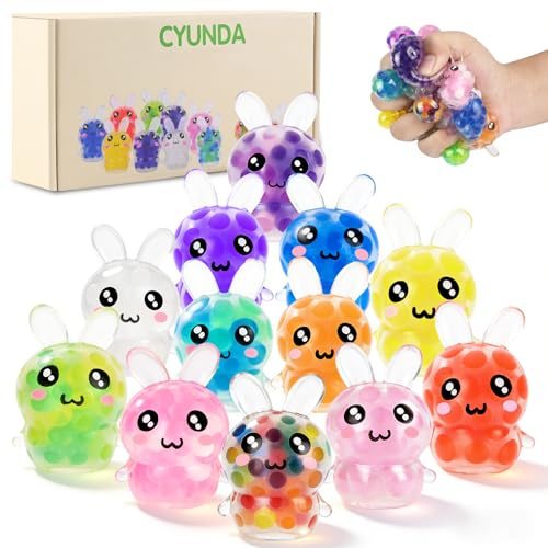 Easter Egg Fillers – 12 Pcs Easter Bunny Squishy Toys, Squishy Stress Balls Gift Box Set, Easter Basket Stuffers for Kids, Non-Candy Easter Gifts, Party Favors