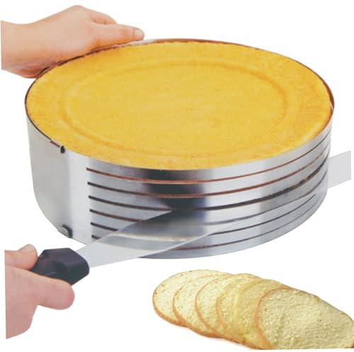 Anello tagliatorte 9-12 Pollici Regolabile in Acciaio Inossidabile Rotondo Fai da Te affettatrice Strato antiruggine Lavabile Mousse Pane Crepe livellatore taglierina affettatrice livellatore Caker
