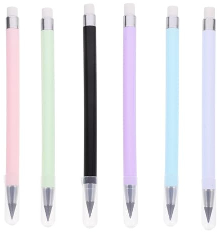 MAGICLULU 6 Pezzi Matite Infinite senza Inchiostro Riutilizzabili in Plastica e Grafite per Studenti e Artisti Design Creativo Strumento di Scrittura Ecologico e Risparmio