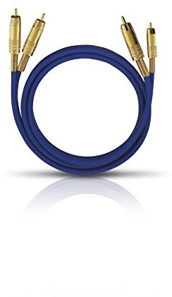 Oehlbach NF 1 Master 500 - Hervorragendes analoges Stereo Audio-Cinchkabel - 2X Cinch/2x Cinch, Vollmetallstecker, Schirmung - 5 m - blau