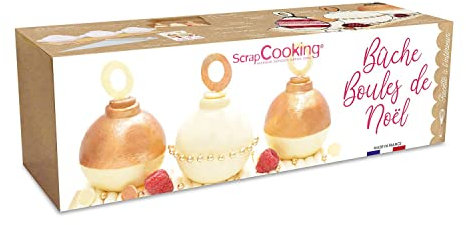 ScrapCooking - Kit Bûche Boules de noël - Kit Pâtisserie Bûche de Noël avec Moules, Supports, Poches Pâtissières & Boite de Transport - Bûche Originale - 1928