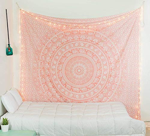 raajsee Metallic Gold Tapestry Wall Hanging Mandala-Bohemian Dorm Decor Hippie Tapestries-Boho Bedding Golden bedspread yoga mat