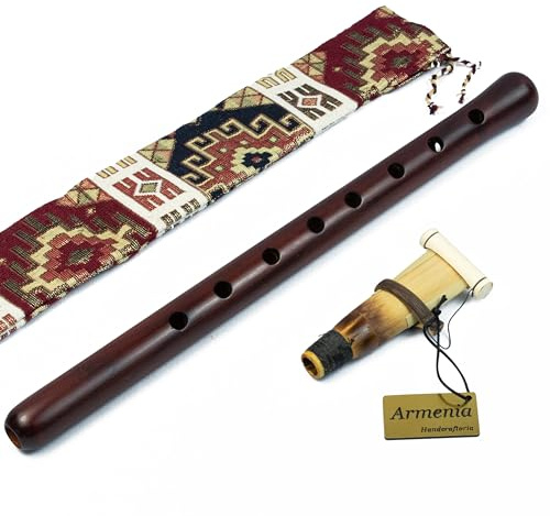 Duduk arménien en bois d'abricot – Fait à la main en Arménie – 1 anche – Instrument à vent hautbois Balaban – Instructions de jeu – Coffret cadeau national