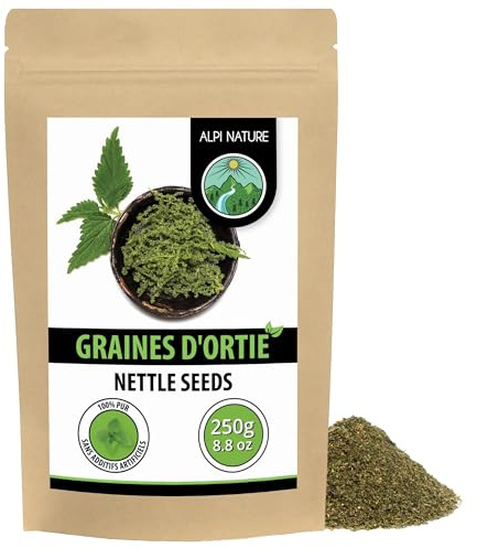 Alpi Nature Ortiga Semillas 250g, Vainas de Ortiga Secas y Frotadas para Té, Urtica dioica