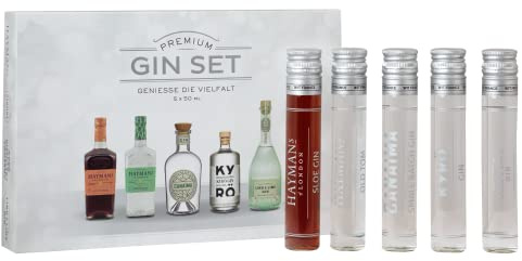 Premium Gin Tasting Set | 5 x 50ml | 2 x Hayman's | Canaima | Kyrö | Lind & Lime | Ideal als Geschenk oder zum Probieren