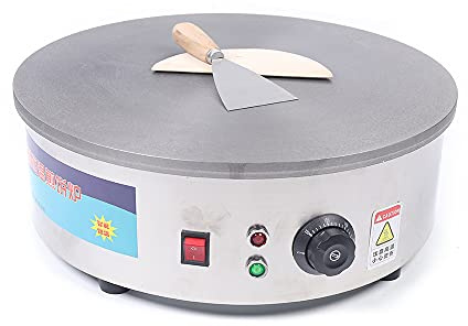 LENJKYYO Crepermaker - Máquina para crepes (antiadherente, placa de gas de 45 cm, placa antiadherente, distribuidor de masa, espátula y recipiente medidor)