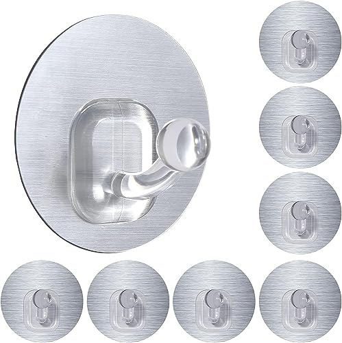 Uten 10 Pièces Crochet Adhésif Argent Brossé, Accroche Torchon Cuisine, Mural Sans Percer Pour Salle de Bain et Cuisine
