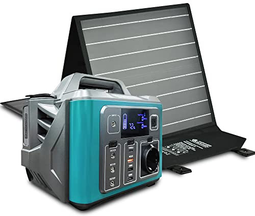 Portable Power Station KS 300PS mit solarpanel faltbar 60W Solar Generator 300 W,Spitzenleistung 600 W,mobile Stromversorgung mit LCD Anzeige,Tragbare Powerstation mit LED-Leuchte,stromgenerator leise