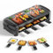 JOYAMI Raclette-Gril Elektrisch Tischgrill mit Naturgrillstein und Grillplatte, Raclette mit antihaftbeschichteter Grillplatte und 8 Pfännchen Elektrogrill für Grillen Überbacken, Edelstahl,1400W