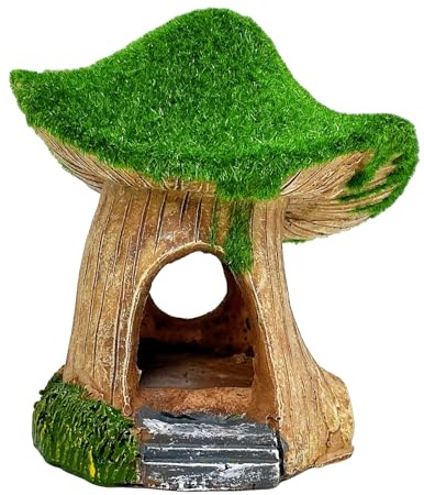 Tfwadmx Aquarium Decoration House Resin Hollow Hideout House Moss Cave Betta Fish Log Ornament Tank Hideaway Accessories for Mini Small Fish Shrimp