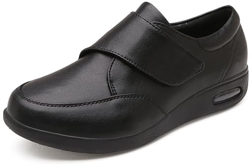 GYCF Homme Femmes Chaussures Diabétiques,Reglable Chaussures pour Pied Hallux Valgus,Extra Large Chaussures Orthopedique Gonflées Le Pied Gonfle Sneakers,Noir,35EU