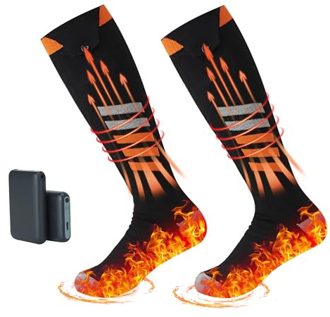 Heated Socks for Men Women with 2 Rechargeable 6000mAh Batteries
