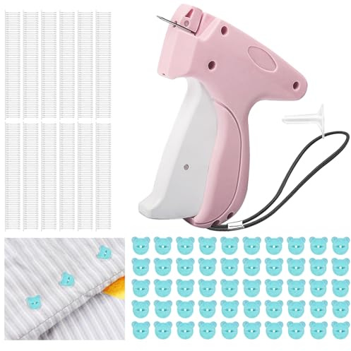 BOBOPACK Clothing Fixer, Etikettierpistole, Handheld Sewing Machine, Ausgestattet mit 50 Bärenklammern und 660 Kunststoffnadeln, für Feine Näharbeiten, Markierungen, Befestigung von Bettdecken (Rosa)