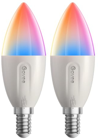 Govee E14 Bombilla Inteligente RGBWW, Compatible con Matter, Alexa y Google Assistant, 450 lm, Control de Grupo, 4.8 W, 16 Millones de Colores Personalizables, 54 Escenas, Paquete de 2